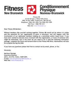 Fitness NB A112A LB Gym, 2 Peter Kelly Drive UNB, PO Box 4400