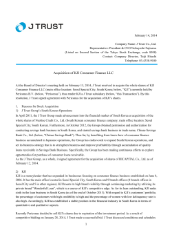 Feb 14, 2014 Acquisition of KJI Consumer Finance LLC(63kb)