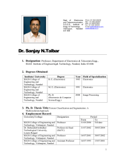 Dr. S. N. Talbar, Department of Electronics and