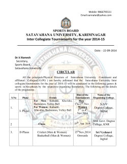 Inter Collegiate Tournaments for the year 2014-15