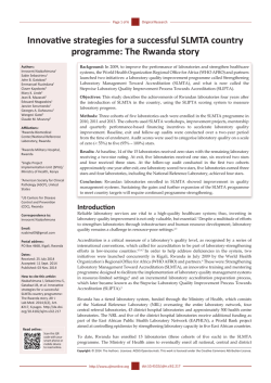 Innovative strategies for a successful SLMTA country programme