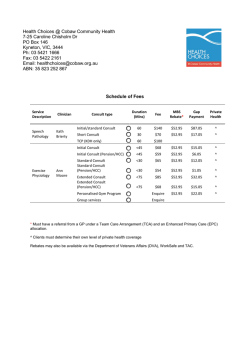 Health Choices Schedule of Fees - Cobaw Community Health Service