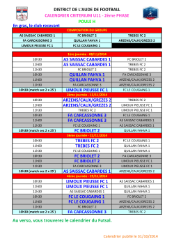 Au verso, vous trouverez le calendrier du Futsal.