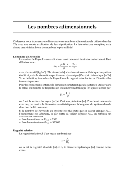 Les nombres adimensionnels