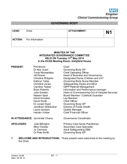 Att N1 - Integrated Governance Committee Minutes 13 05 14