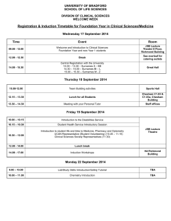 Foundation in Clinical Sciences Induction Timetable 2014