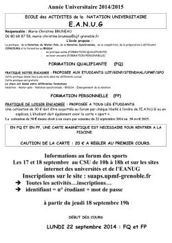 E.A.N.U.G Inscriptions sur le site : suaps.upmf