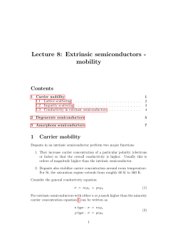 Lecture 8: Extrinsic semiconductors