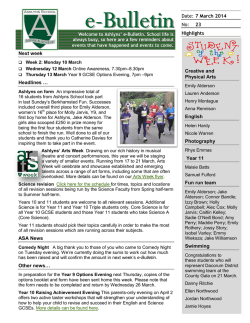 E-Bulletin - Ashlyns School