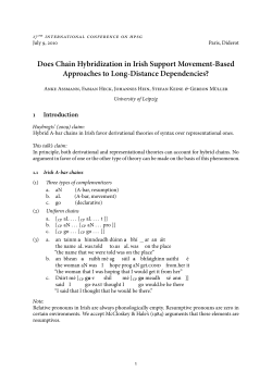 Does Chain Hybridization in Irish Support Movement