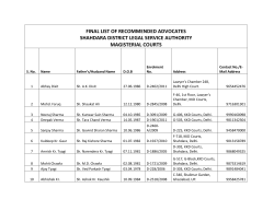 final list of recommended advocates shahdara district legal service