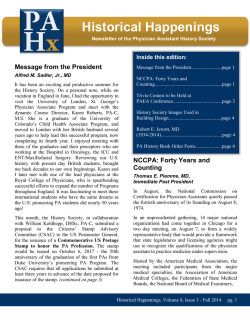 Historical Happenings - Physician Assistant History Society