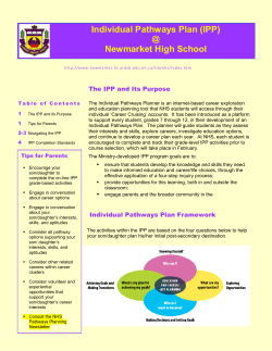 Individual Pathways Plan (IPP) Newmarket High School