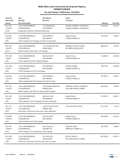 January 2014 Monthly Report - Walla Walla Joint Community