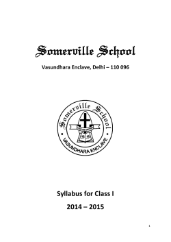 Syllabus For Class I 2014-15