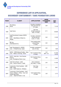 HDPE LINER INSTALLATION REFERENCE LIST