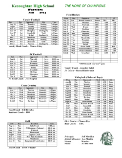 2014 KHS Fall Schedule