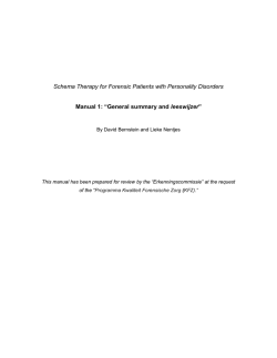 Schema Therapy for Forensic Patients with Personality