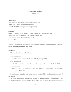 Syllabus for Econ 897 Summer 2014 Instructors: Juan Hernandez