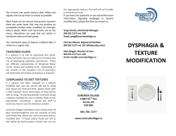 Dysphagia and Texture Modified Diets