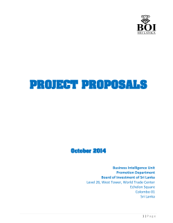 PROJECT PROPOSALS - Board of Investment of Sri Lanka