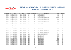 deraf jadual waktu peperiksaan akhir politeknik kpm sesi