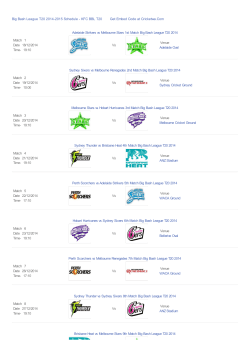 Big Bash League T20 2014-2015 Schedule
