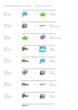 Big Bash League T20 2014-2015 Schedule