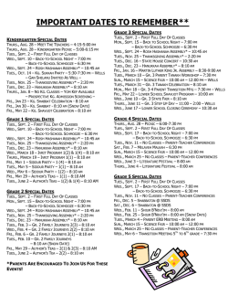 IMPORTANT DATES TO REMEMBER