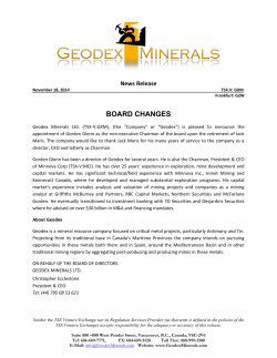 Board Changes - Geodex Minerals Ltd.