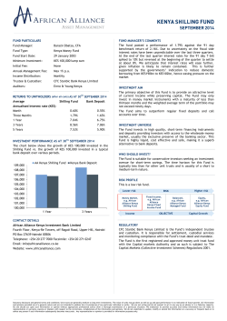 AA Kenya Shilling Fund September 2014 Fact Sheet