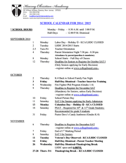 2014-2015 School Calendar - Kearny Christian Academy