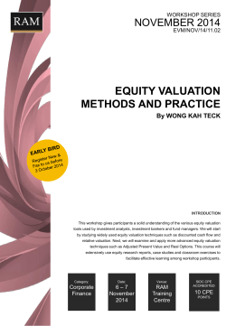 EQUITY VALUATION METHODS AND PRACTICE