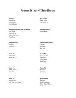 Nominees ILA Local 1402 Union Elections
