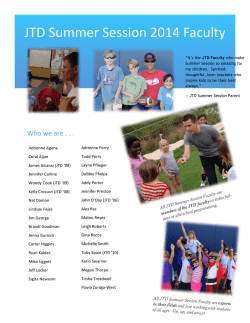 JTD summer session faculty and staff