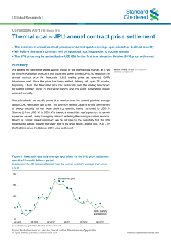 Thermal coal – JPU annual contract price settlement