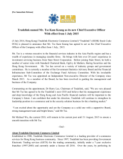 Tradelink named Mr. Tse Kam Keung as its new Chief Executive