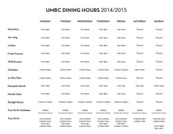 UMBC DINING HOURS 2014/2015