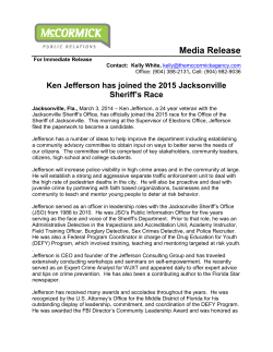 Media Release - Ken for Sheriff 2015