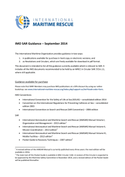 IMO SAR Guidance &ndash; September 2014