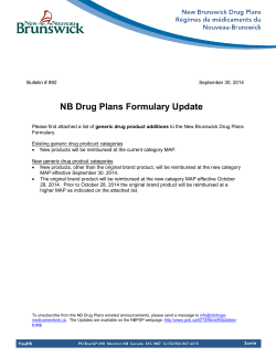NB Drug Plans Formulary Update