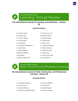 The International Journal of Learning: Annual Review