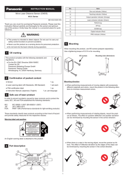 HG-C Instruction Manual - Panasonic Electric Works Europe AG