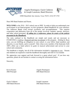 Band Handbook Letter - Wallace B. Jefferson Middle School Band
