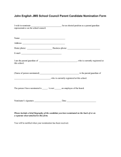 John English JMS School Council Parent Candidate Nomination Form