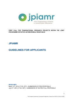JPIAMR GUIDELINES FOR APPLICANTS