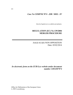 Case No COMP/M.7074 - JSR / MOL / JV REGULATION (EC) No