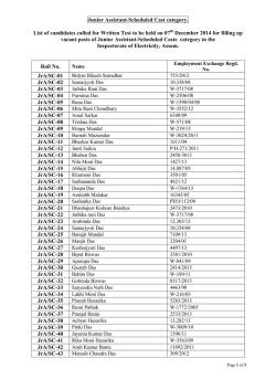Call List - Junior Assistant (SC)