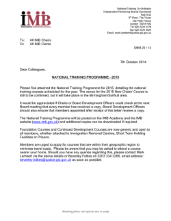 IMB National training programme 2015