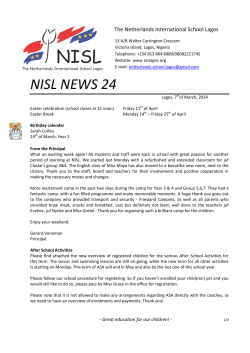 NISL NEWS 24 - The Netherlands International School Lagos